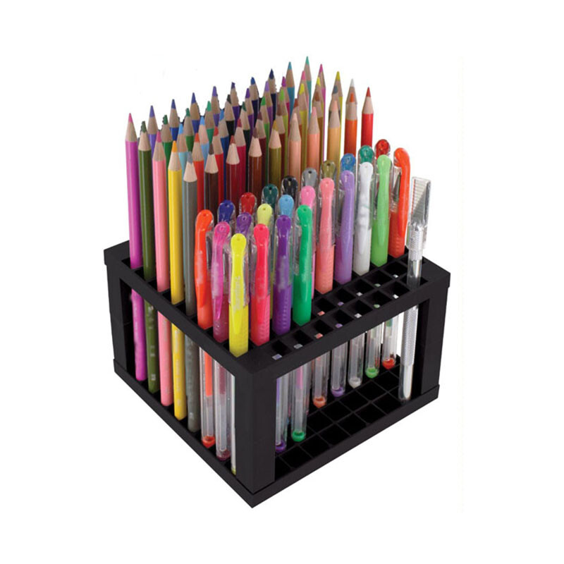1 PC 96 Hole Plastic Pencil & Brush Holder Desk Organizer Art Supply Square Type