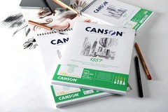 CANSON 1557 120gsm A4 White Sketch Paper Pad, Light Grain, Glued A4,