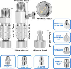 16 Pcs Airbrush Adapter Set, 1/8 and 1/4 Inch Male/Female Connectors, Quick Disc