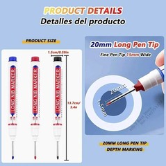 8pcs Deep Hole Markers Set 20mm Long Nib Waterproof Metal Woodworking Pens – NEW
