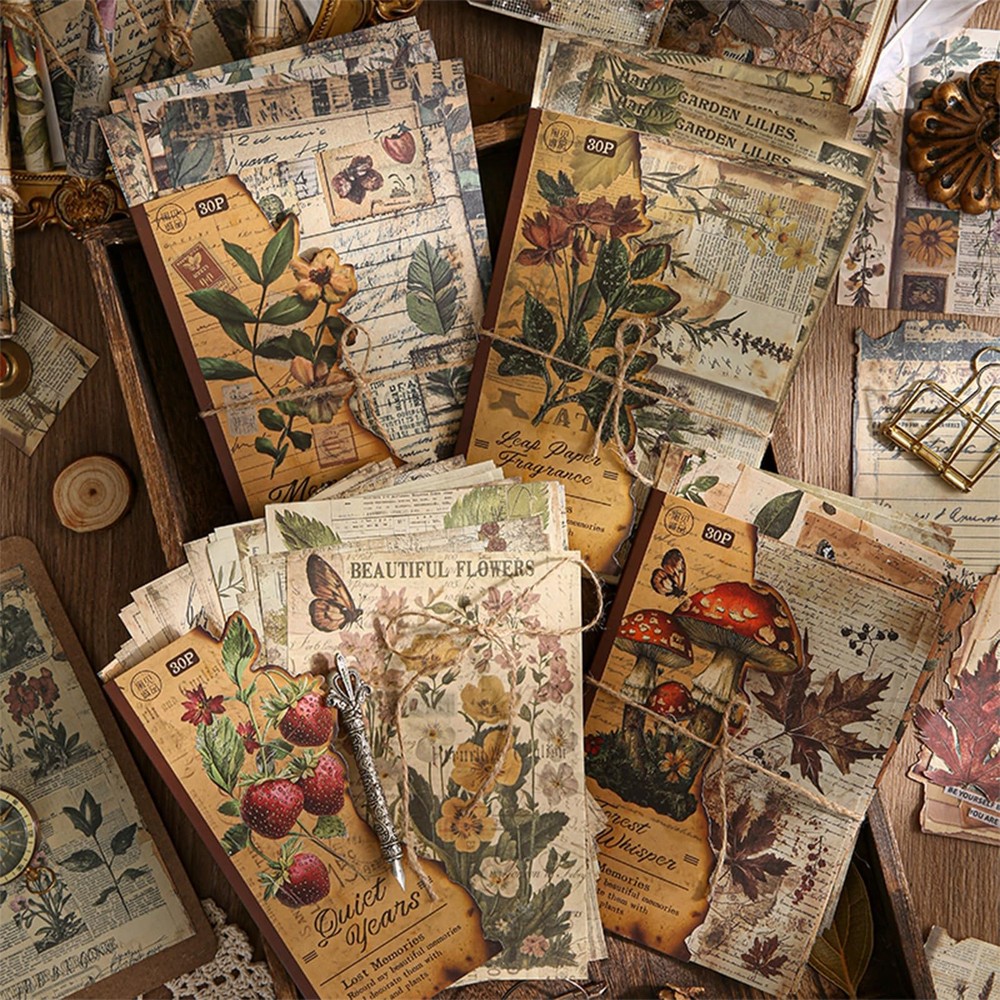 120 Pcs Deco Papers for Scrapbooking, 5.5*5.5in Vintage Decoupage Paper cream