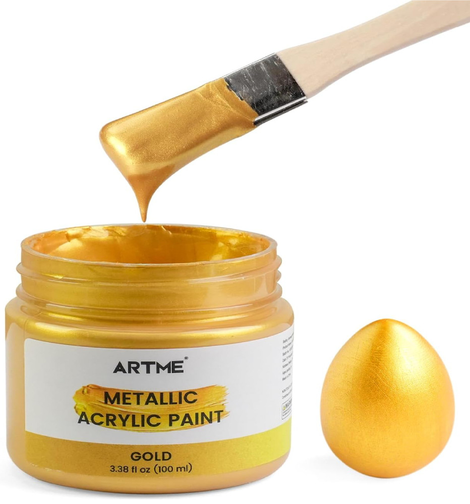 Metallic Gold Acrylic Paint, 100ML Non-Toxic, Non-Fading Gold Leaf Paint for Art