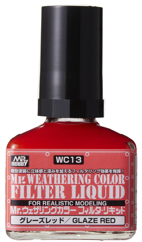 Mr. Hobby WC13 Mr. Weathering Color Filter Liquid Glaze Red 40ml – US