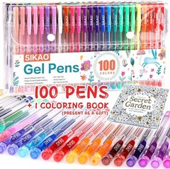 100 Glitter Gel Pens Set – Plus 30% More Ink Vibrant Colors for Adult Coloring
