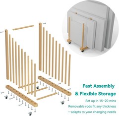 Art Canvas Storage Rack with Handle Caster Wheels Mobile