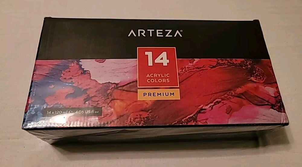 ARTEZA Acrylic Paint, Set 14 Colors120 ml/4.06 oz. with Storage Box (SEALED)