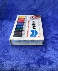 Vtg Sanfords Deluxe Felt Tip 8 Multicolor Markers Box Set Potent Smell No 10078