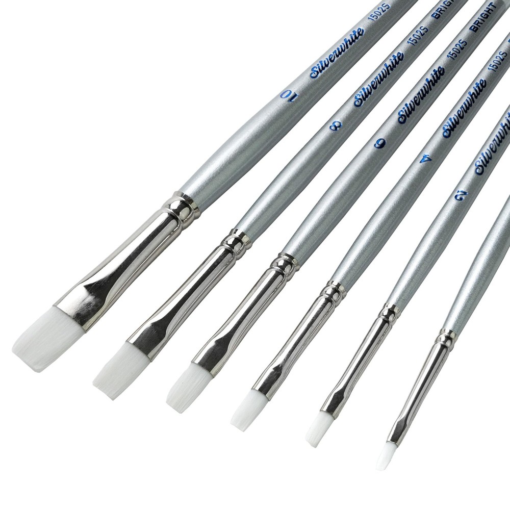 SW-1585S Silverwhite Short Handle Bright Brushes with Soft Synthetic Taklon, …