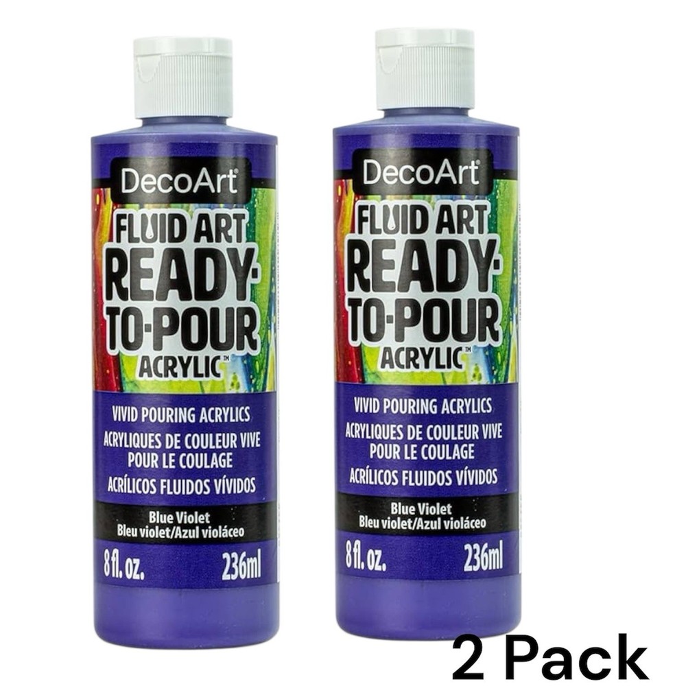 DecoArt FluidArt Ready-To-Pour Acrylic Paint 8oz-Blue Violet 2 Pack