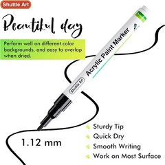 20 Pack Black Fine Tip Acrylic Paint Pens, Water-Based Quick Dry Paint Marker…