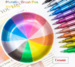 1-3x Metallic Brush Paint Pen thick marker art Craft Metal Gold Silver Permanent