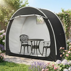 6.8×2.6FT Black Arc Bicycle Storage Shed 210D PU Silver Coated Oxford Cloth Bike