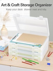 Denkee 4-Pack A4 Paper Storage Box, Portable File Case w/Handle