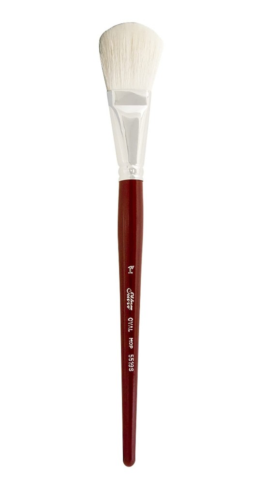 5519s1 Silver Mop White Oval Paintbrush For Oil Acrylic Watercolor Pastels & Cha