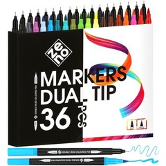 36 Dual Tip Markers Set â€“ No-Bleed Coloring Markers for Adults – Art Pens for