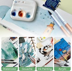 8-Piece Natural Goat Hair Round Watercolor Brush Set