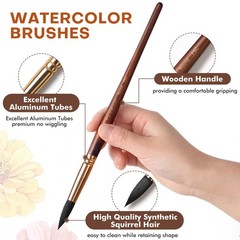 Watercolor Brushes Professional, 10Pcs Synthetic Squirrel Hair Water Color Pa…