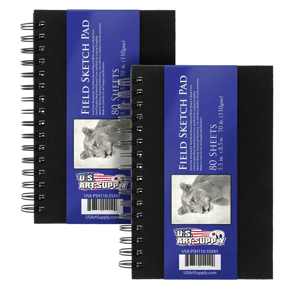 5.5″ x 8.5″ Hardbound Sketch Book, 70 Pound (110gsm), Book of 80-Sheets (2 Pads)