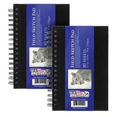 5.5″ x 8.5″ Hardbound Sketch Book, 70 Pound (110gsm), Book of 80-Sheets (2 Pads)