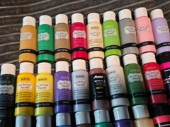 Craft Acrylic Paint Bottles 2oz LOT of 53-METALIC/GLOW IN THE DARK ETC ETC