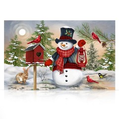 Briarwood Lane Winter Canvas Art 24×16 Snowman and Friends For Winter Large