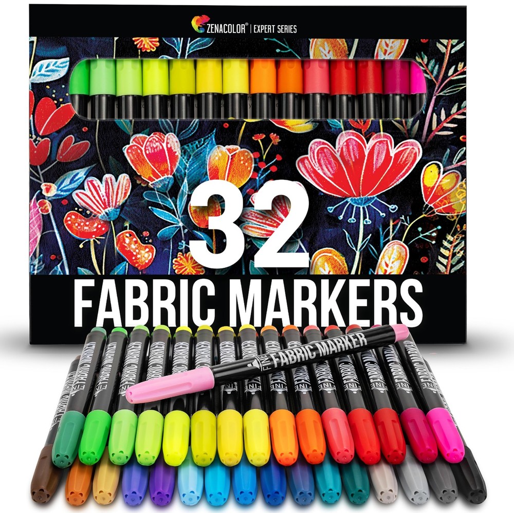 32 Fabric Markers Pens – Non Toxic, Indelible and Permanent Fabric Paint Pens…