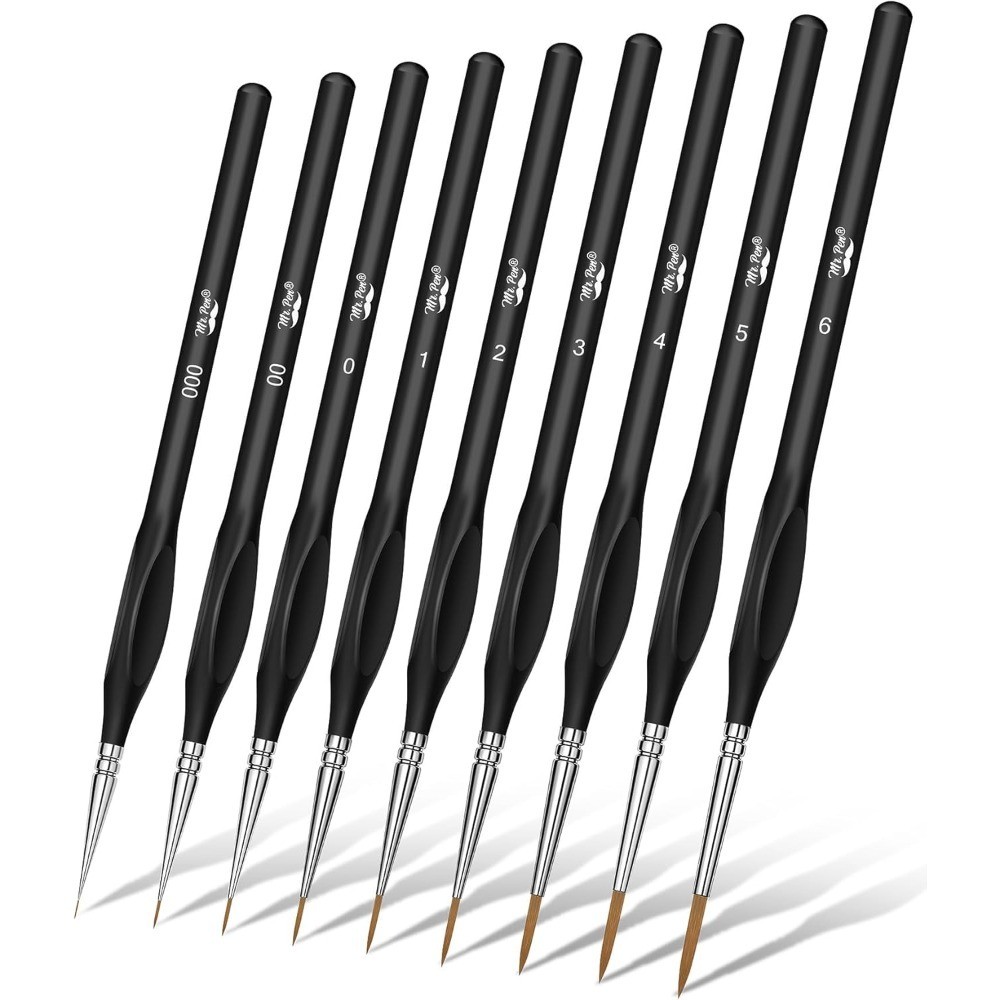 Fine Detail Paint Brushes Set of 9 Micro Point Miniature Brushes for Precision