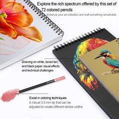 Colored Pencils for Adult Coloring Books, 72 Colors Drawing Pencils with Oil-Bas