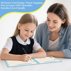 2 Pack Grooved Cursive Handwriting Workbook,Reusable Magic Practice Copybook,…
