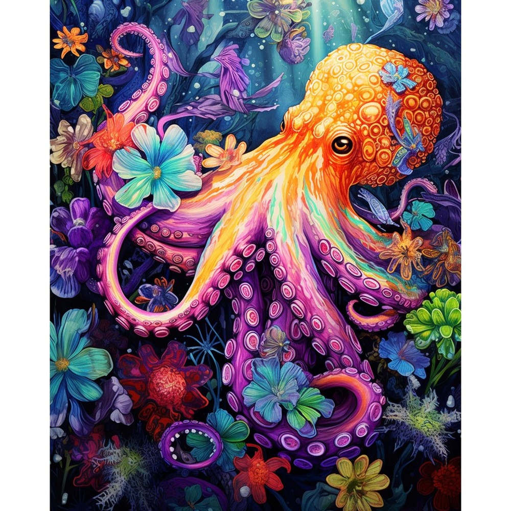 Tucocoo Octopus Paint by 16”x20”(Frameless), number-Sea Animals 04