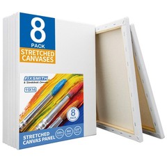 FIXSMITH Stretched White Blank Canvas – 11×14 Inch, 8 Pack, Primed,100% Cotto…