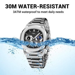Men’s Fashion Watch Stainless Steel Business Quartz Watches Luxury Waterproof…
