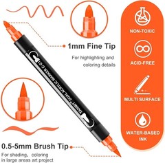 48 Colors Dual Tip Acrylic Paint Markers, Paint Pens Set with Brush Tip and F…