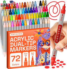 72 Acrylic Paint Markers for Rock, Fabric, Wood, Glass, Craft, Decoration – Dual