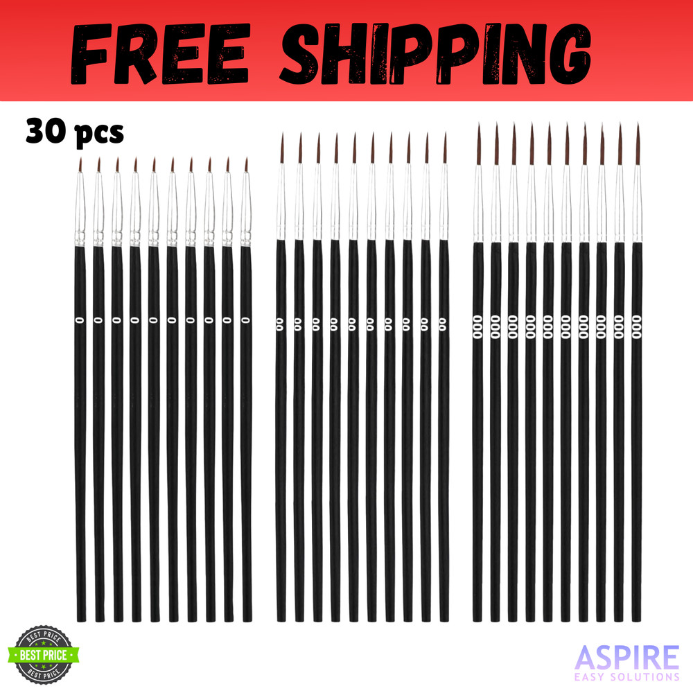 30Pcs Detail Paint Brushes, Fine Tip Paint Brush with 3 Sizes #0#00#000 Mini