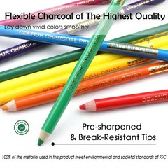 Kalour 24 Premium Colored Charcoal Pencils Drawing Set,quality Pastel Chalk Penc