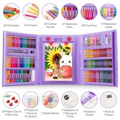 Art Supplies, 240-Piece Drawing Art Kit, Gifts for Girls Boys Teens, Purple