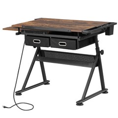 Adjustable Drafting Table for Artists – Drawing Table with Drawers & Outlet