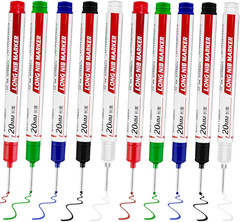 10 Pcs Long Head Deep Hole Marker – Long Nib Markers, Multi-purpose Deep Hole Ma