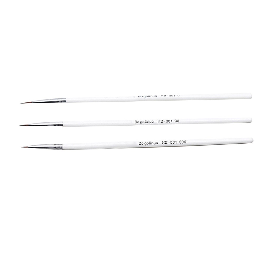 3Pcs Weasel Hair Brush Pen Fine Detail Nail Art Stroke Watercolor Paint Oil Set