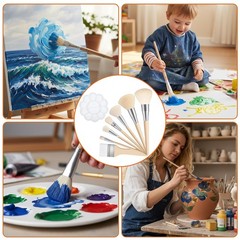 Gilding Brush Set, 7 Pcs Goat Hair Blend Mop Brush Set with Color Palette for…