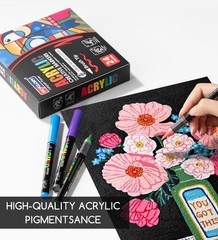 SKYGLORY 24 Colors Brush Tip Acrylic Paint 1 Count (Pack of 24), SG-24