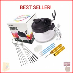 Airbrush Cleaning Kit – Airbrush Clean Pot Glass Cleaning Jar with Holder, 5pc C