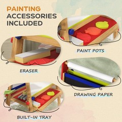 Qaba Easel for Kids, 3 in 1 Kids Art Easel with Paper Roll, Whiteboard