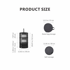 3 Layer Foldable Herb Drying Hanging Mesh Rack 1ft Diameter Zipper Net Pouch