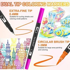 Dual Brush Markers Pens 168 Colors Dual Tipfineliner & Brush Art Markers For K