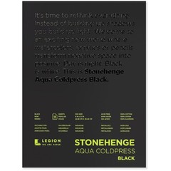 Stonehenge Aqua Black Medium Weight Pad, 140lb, Coldpress, 9 x 12 Inches, 15 …