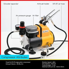 Airbrush Kit with Compressor 1 5 HP Quite Air Compressor with 3 Dual Action Air
