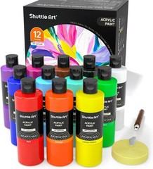 Rich Pigments 12-Color Acrylic Paint – 250ml Bottles for All Crafting Surfaces