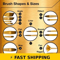 U.S. Art Supply 15 Piece Artist Long Handle Brush Set – Travel Case
